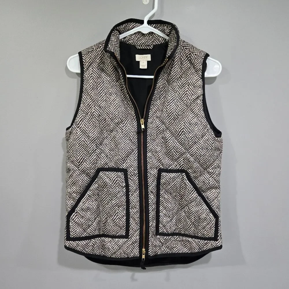 🐢 J. Crew Quilted Herringbone Puffer Vest Size XS Super Cute!